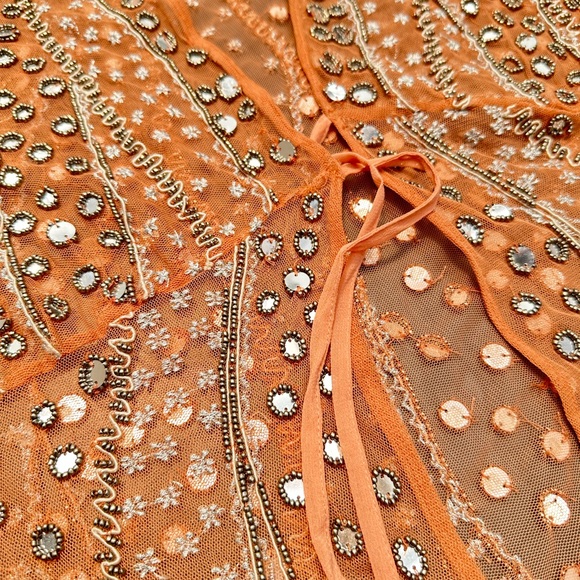 Maxi vest, beaded on sheer tule fabric, size small - Picture 4 of 6